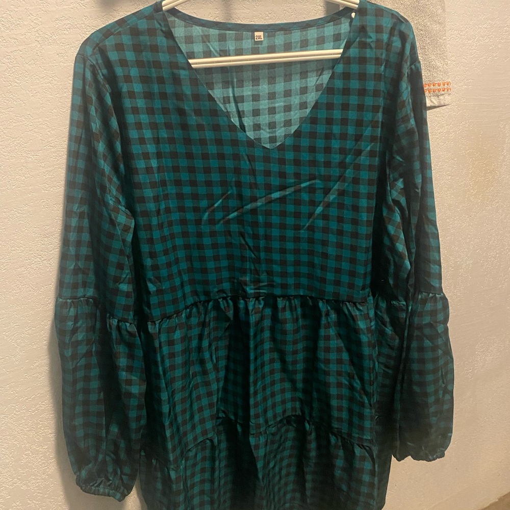 Plaid V-Neck Women's Short dress